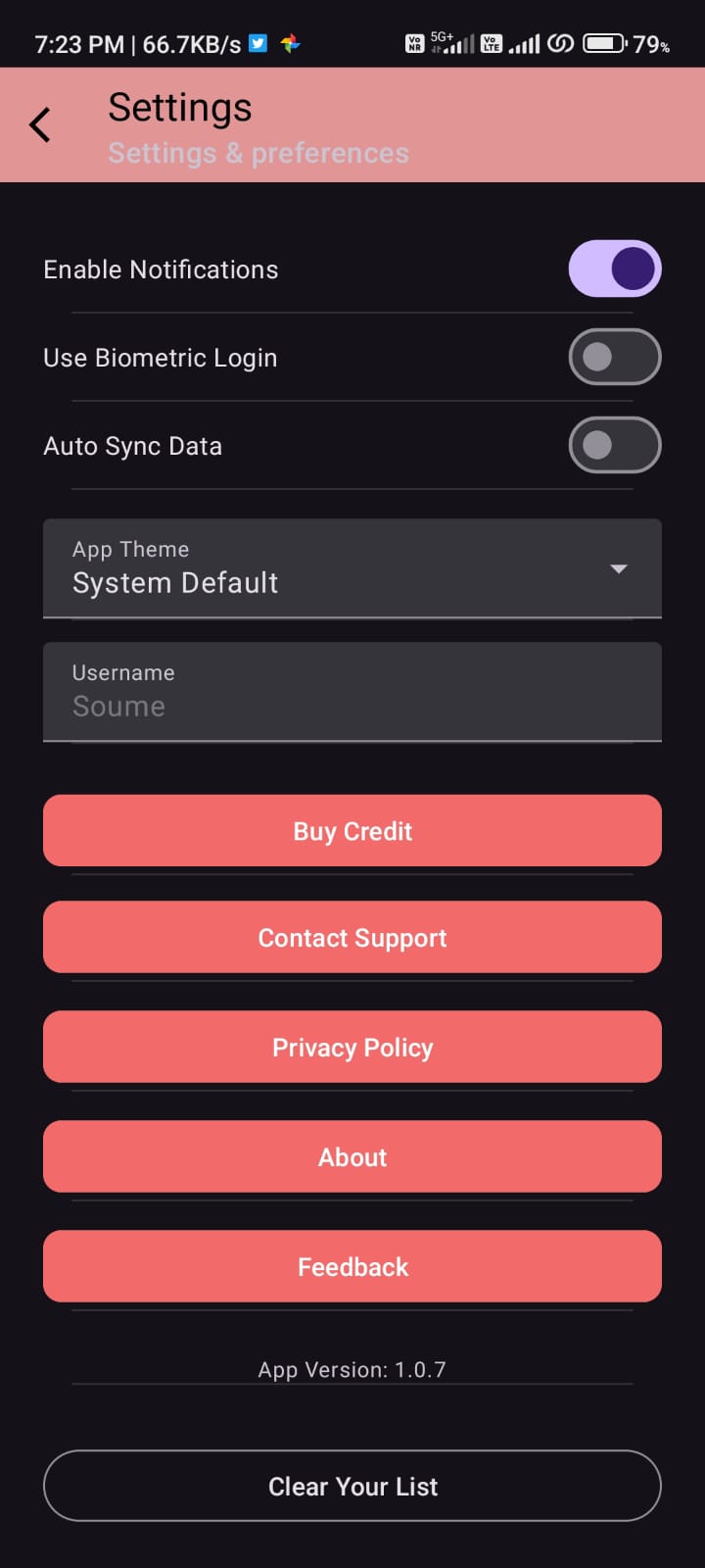 Settings Page